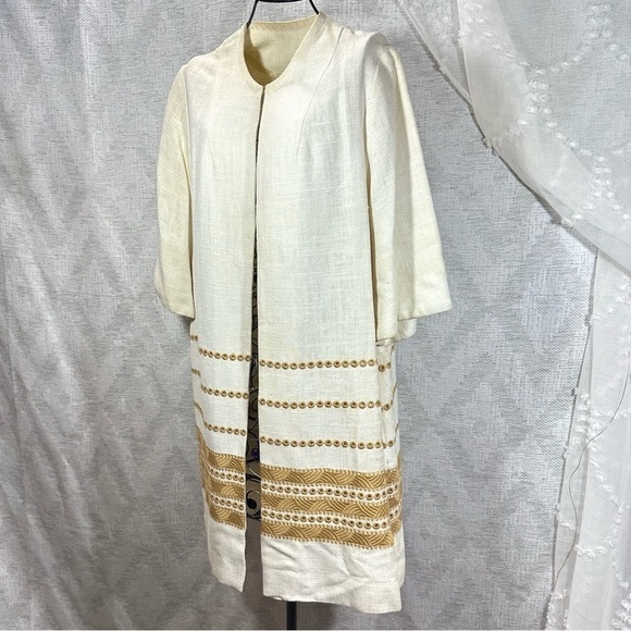 Vintage Edith Flagg cream embroidered cap duster - Picture 9 of 10